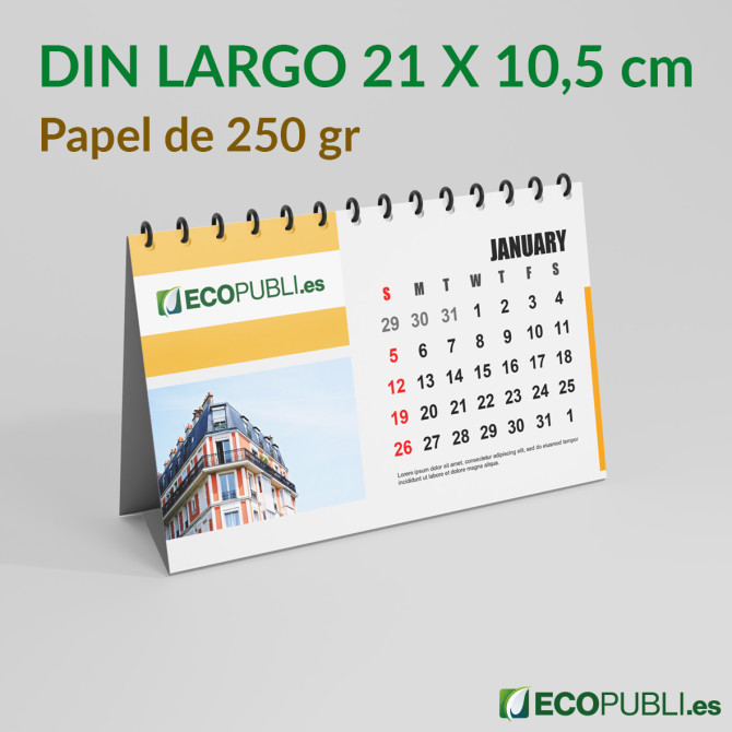 Calendario de Mesa DIN LARGO Papel 250 gr