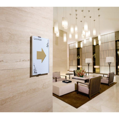 1 Ud Identificador Puertas INFO SIGN A4 Vertical Plateado