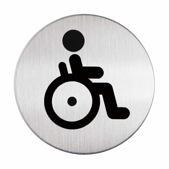 1 Ud Pictograma WC Minusválidos Diámetro 83mm Plateado