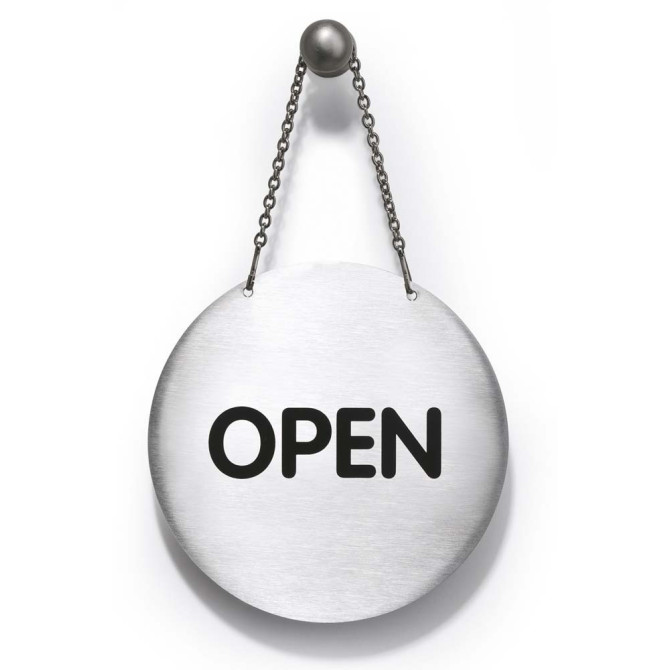 1 Ud Pictograma Reversible OPEN CLOSE Diámetro 130mm Idioma Ingles