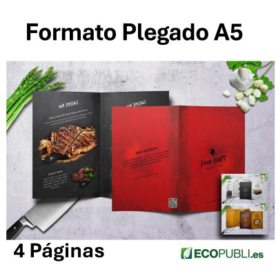 Cartas de Platos Plegada Una Hoja Dos Caras A5