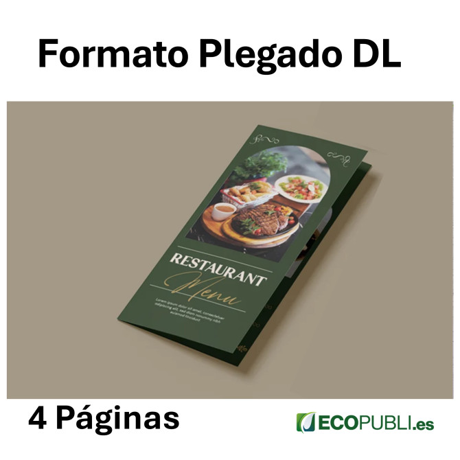Cartas de Platos Plegada Una Hoja Dos Caras A4
