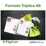 Cartas para Restaurante Tríptico A6