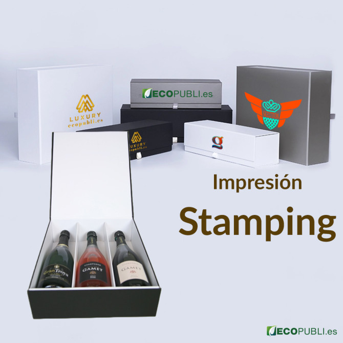 50 Cajas Cierre Magnético BOXBOTTLE 3 Botellas en Stamping