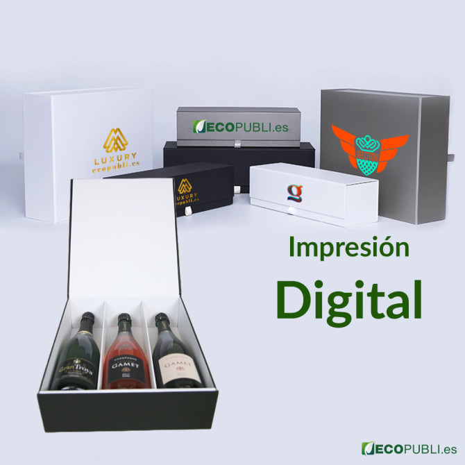 50 Cajas Cierre Magnético BOXBOTTLE 3 Botellas en Digital