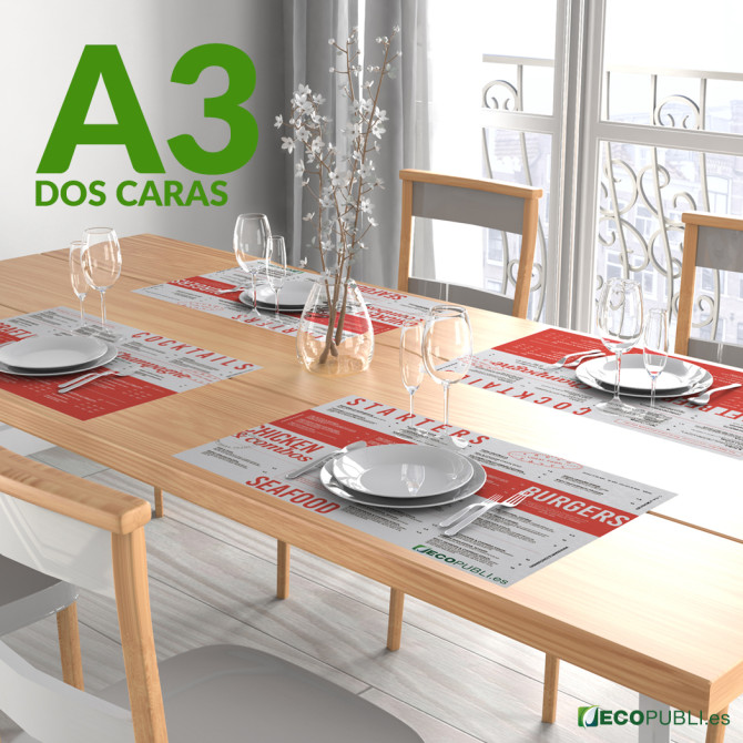Manteles de Papel personalizados A3 Impresión Dos Caras