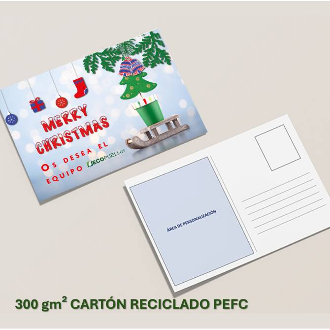 Tarjetas de Navidad A6 en cartón reciclado 300 g ecológicas y personalizadas