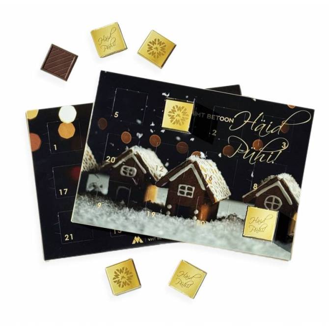 Calendario de Adviento con pestañas de doble cara.