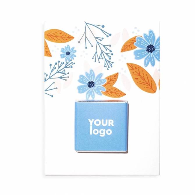 Tarjetas de chocolate con logo.