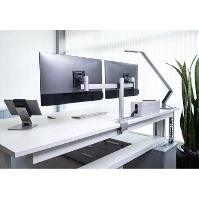 Soporte Monitor para 2 Pantallas con Mordaza de Mesa