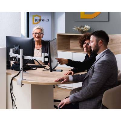 Soporte Monitor para 2 Pantallas con Mordaza de Mesa