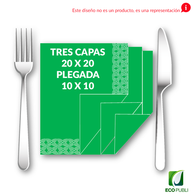 Servilleta 10x10 Cerrada 3 Capas Plegado en Cruz