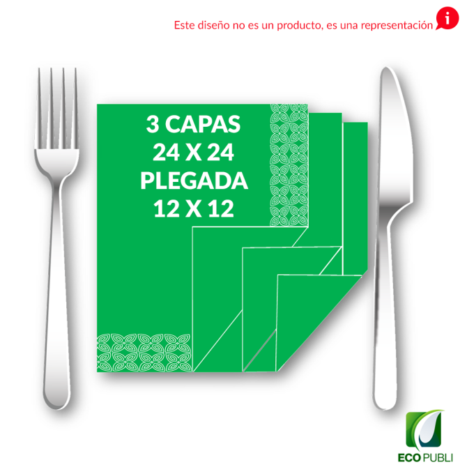 Servilleta 12X12 Cerrada 3 Capas Plegado en Cruz