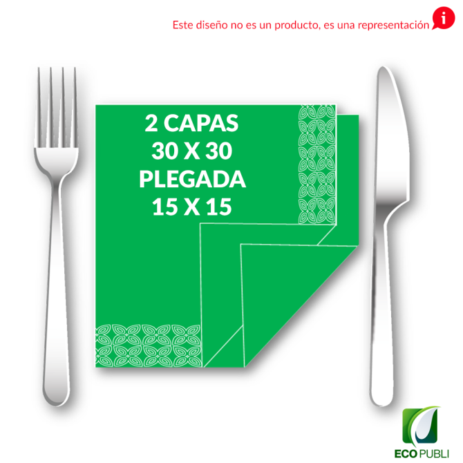 Servilleta 15X15 Cerrada 2 Capas Plegado en Cruz