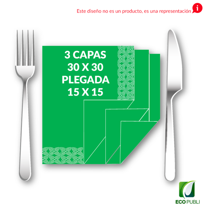 Servilleta 15X15 Cerrada 3 Capas Plegado en Cruz