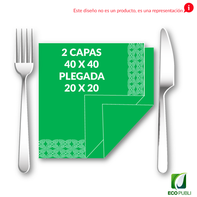Servilleta 20X20 Cerrada 2 Capas Plegado en Cruz
