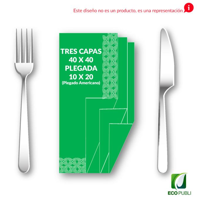 Servilleta 10X20 Cerrada 3 Capas 1/8 Plegado Americano