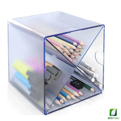 Cubo Archivador con divisor en cruz Azul