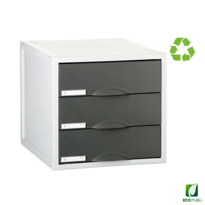 Cajetín modular tres cajones grafito