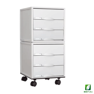 Módulo con ruedas seis cajones gris