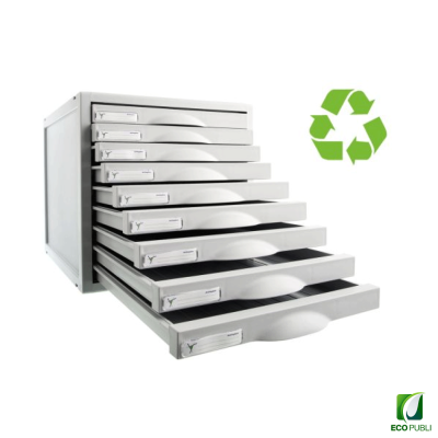 Cajetín modular nueve cajones gris