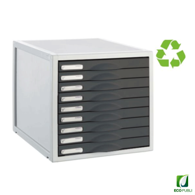 Cajetín modular nueve cajones grafito