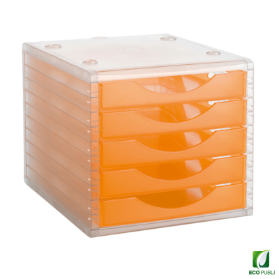 Módulo organizador cinco cajones naranja