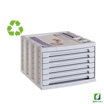 Módulo seis cajones sostenible gris