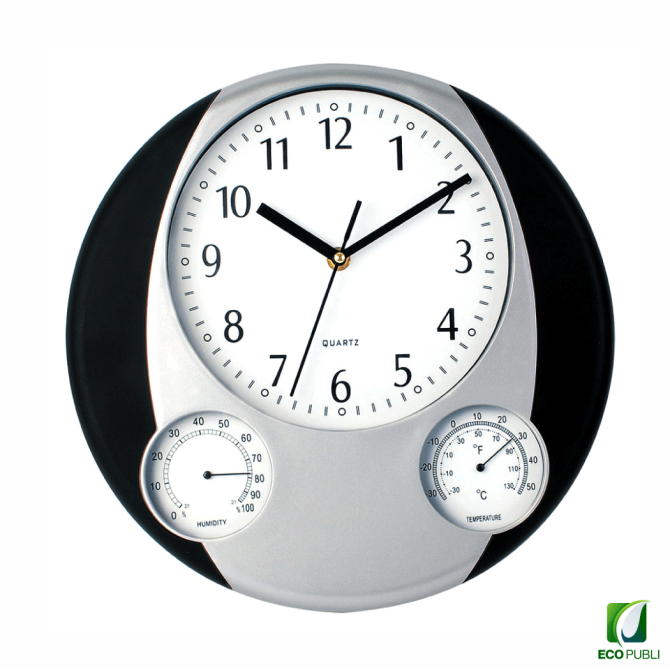 Reloj de Pared Multifunción Negro Ecopubli