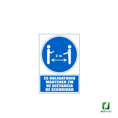 Señal Obligación de Mantener Distancia 200 cm de Seguridad 210X297 mm