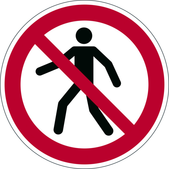 Adhesivo Prohibición PROHIBIDO PEATONES Diámetro 430mm Rojo