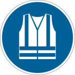 Adhesivo Obligación UTILICE CHALECO SEGURIDAD 430mm Azul