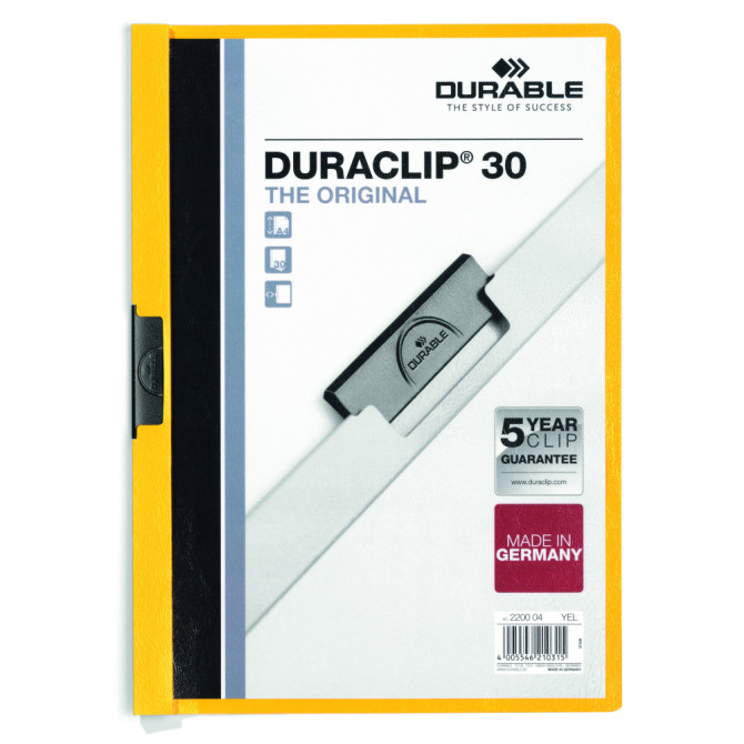 Carpeta con Pinza DURACLIP 30 A4 Amarilla