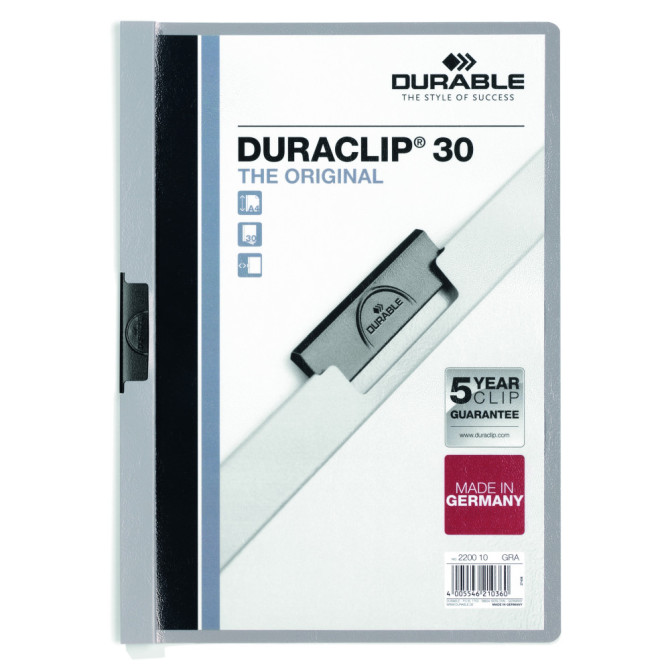 Carpeta con Pinza DURACLIP 30 A4 Gris
