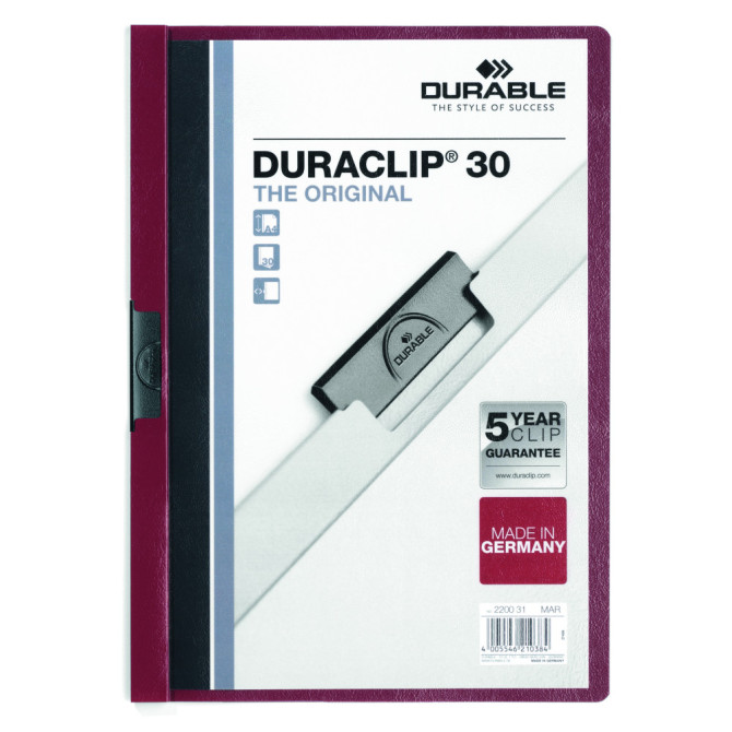 Carpeta con Pinza DURACLIP 30 A4 Berenjena