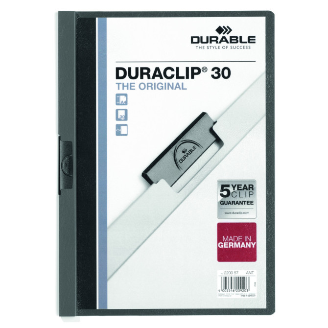 Carpeta con Pinza DURACLIP 30 A4 Gris Antracita