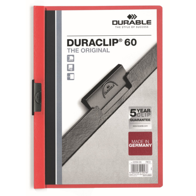 Carpeta con Pinza DURACLIP 60 A4 Roja