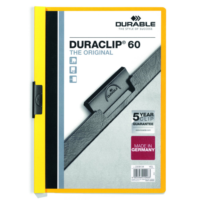 Carpeta con Pinza DURACLIP 60 A4 Amarilla