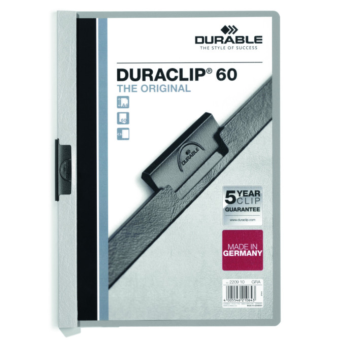 Carpeta con Pinza DURACLIP 60 A4 Gris