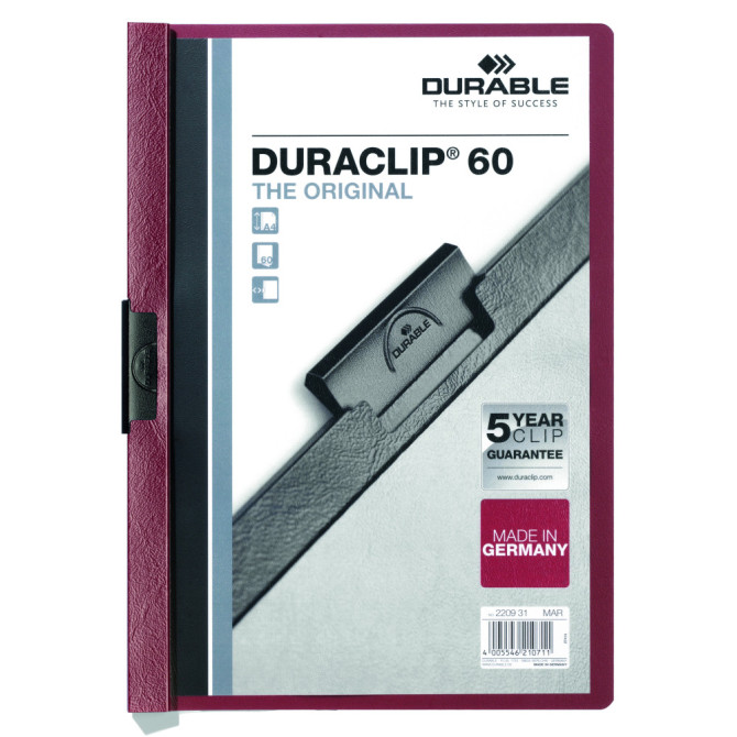 Carpeta con Pinza DURACLIP 60 A4 Berenjena