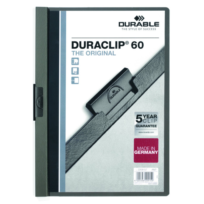 Carpeta con Pinza DURACLIP 60 A4 Gris Antracita