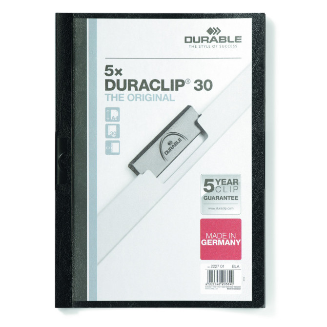 Carpeta con Pinza DURACLIP 30 A4 Negra