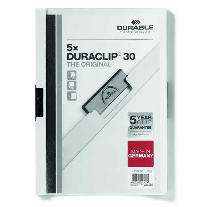 Carpeta con Pinza DURACLIP 30 A4 Blanca