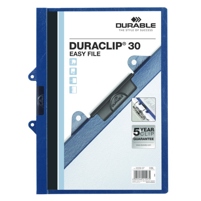 Carpeta con Pinza DURACLIP EASY FILE 30 A4 Azul Oscuro