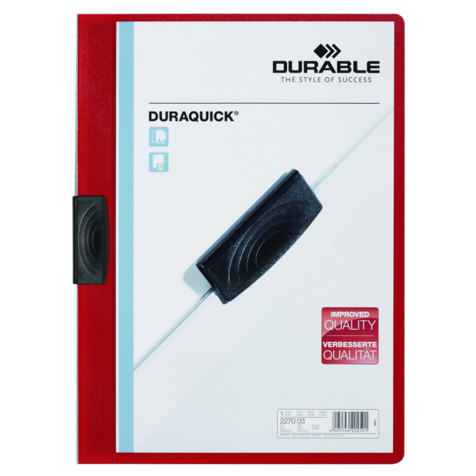 Carpeta con Pinza DURAQUICK 20 A4 Roja