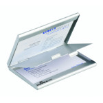 Tarjetero Aluminio BUSINESS CARD BOX Duo Metálico Plateado