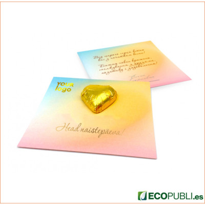 Tarjeta con Chocolatina Corazón Oro