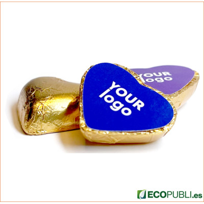 Chocolatina Personalizada Corazón Papel Oro