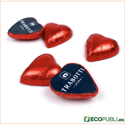 Chocolatina Personalizada Corazón Papel Oro Rojo