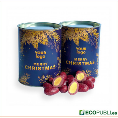 Tubo Navidad Mini Personalizado Almendras, Chocolate y Grosella